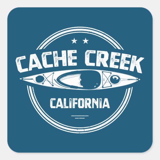 Cache Creek California Kayaking Quadratischer Aufkleber (Vorderseite)