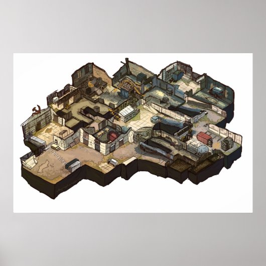 Cache Isometric CSGO Map Poster (Vorne)