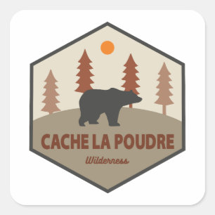 Cache La Poudre Wilderness Colorado Bear Quadratischer Aufkleber