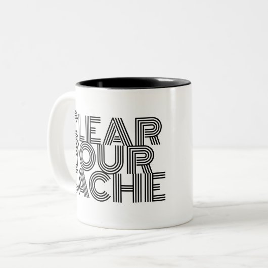 Cache löschen zweifarbige tasse (Vorderseite Links)