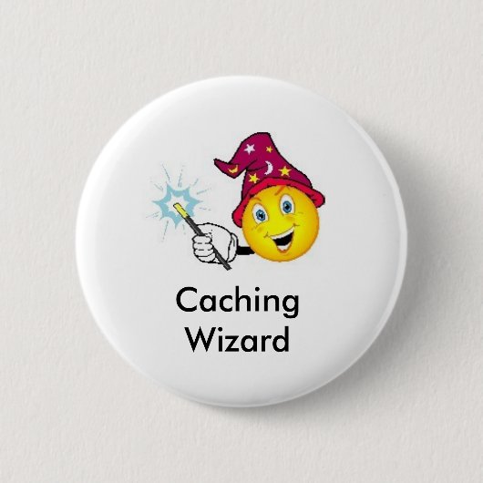 Cachieren des Zauberer Geocaching Swag-Buttons Button (Vorderseite)