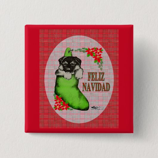 Cachorrito Feliz Navidad Button (Vorderseite)