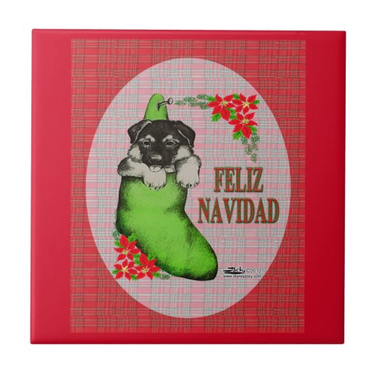 Cachorrito Feliz Navidad Fliese (Vorderseite)