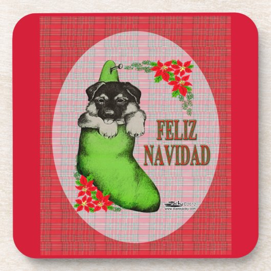 Cachorrito Feliz Navidad Getränkeuntersetzer (Vorderseite)
