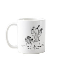 Cacti Abstrakt Line Art mit Personalisiertem Text
