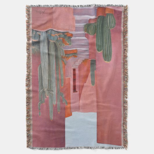 Cacti Ally | Art Throw Blanket | Original Painting Decke (Vorderseite Vertikal)