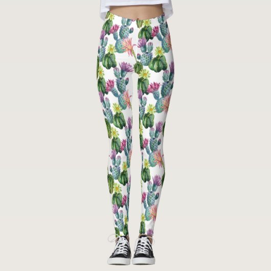 Cacti Art Pattern Leggings (Vorderseite)