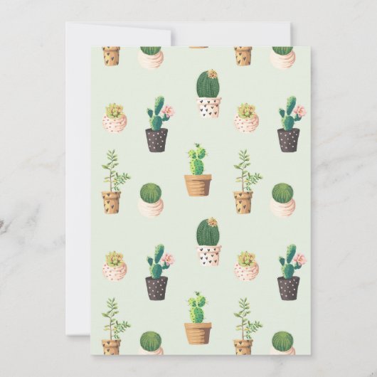 Cacti Baby Shower lädt zu Aquarellnuancen ein Einladung (Rückseite)