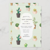 Cacti Baby Shower lädt zu Aquarellnuancen ein Einladung (Vorne/Hinten)