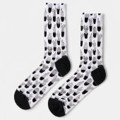 Cacti Black Line Art kleines Muster Socken (Linkes Detail)