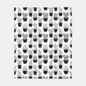 Cacti Black Line Art Large Patches Fleecedecke (Vorderseite)