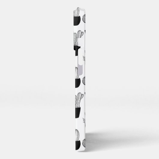 Cacti Black Line Art Pattern iPhone Hülle (Linke Seite)