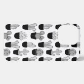 Cacti Black Line Art Pattern iPhone Hülle (Rückseite (Horizontal))