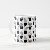 Cacti Black Line Art Pattern Kaffeetasse (Vorderseite Links)