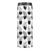 Cacti Black Line Art Pattern Thermosbecher (Rückseite)