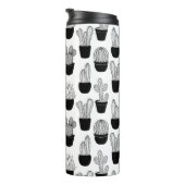 Cacti Black Line Art Pattern Thermosbecher (Nach rechts gedreht)
