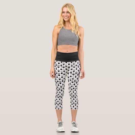 Cacti Black Line Kunst, Dichtung und Musik Capri Leggings (Vorderseite)