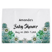 Cacti-Blume - weiße Babydusche Große Geschenktüte (Vorderseite)