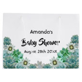 Cacti-Blume - weiße Babydusche Große Geschenktüte (Rückseite)