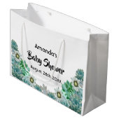 Cacti-Blume - weiße Babydusche Große Geschenktüte (Vorderseite Schrägansicht)