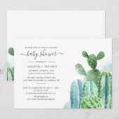 Cacti Botanical Succulent Couples Kinderdusche Einladung (Vorne/Hinten)