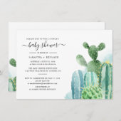 Cacti Botanical Watercolor Paare Kinderdusche Einladung (Vorne/Hinten)