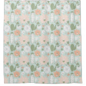 Cacti Cactus Peach Green Succules Blumendruck Duschvorhang (Vorderseite)