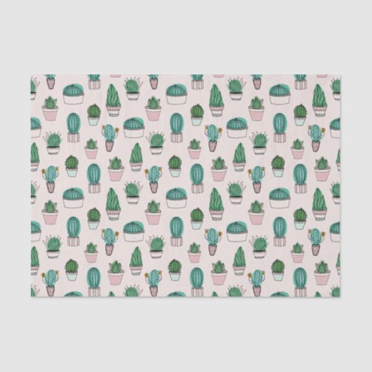 Cacti Cactus succulent Pattern Seidenpapier (Vorderseite)