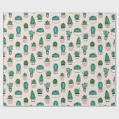 Cacti Cactus Sukkulent Pflanze Pattern Geschenkpapier (Flach)