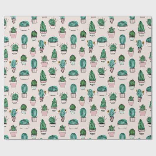 Cacti Cactus Sukkulent Pflanze Pattern Geschenkpapier (Flach)