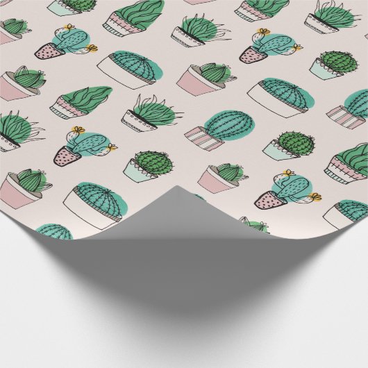 Cacti Cactus Sukkulent Pflanze Pattern Geschenkpapier (Ecke)
