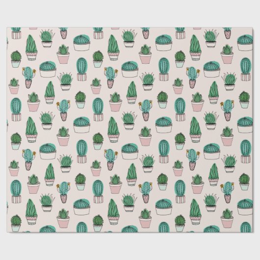 Cacti Cactus Sukkulent Pflanze Pattern Geschenkpapier (Saum)