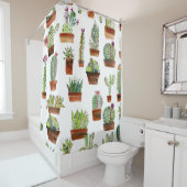Cacti Charm: Aquarell Sukkulente Textur. Duschvorhang (Beispiel)