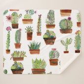 Cacti Charm: Aquarell Sukkulente Textur. Sherpadecke (Vorderseite (Horizontal))