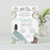 Cacti Floral Mint Grüner Western Charra Quinceaner Einladung (Stehend Vorderseite)