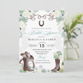 Cacti Floral Western Cowboy Boots Brautparty Einladung (Stehend Vorderseite)