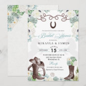 Cacti Floral Western Cowboy Boots Brautparty Einladung (Vorne/Hinten)