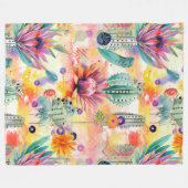 Cacti Garden in lebhaften Farben Fleecedecke (Vorderseite (Horizontal))