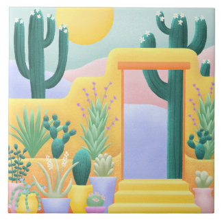 Cacti Garden Südwestwüste Landschaftsbild Kunstvol Fliese