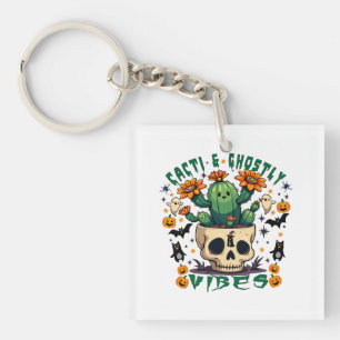 Cacti & Ghosted Vibes: Spooky Pumpkin Design Schlüsselanhänger