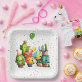 Cacti-Gruppe mit Party Confetti Pappteller (Party)