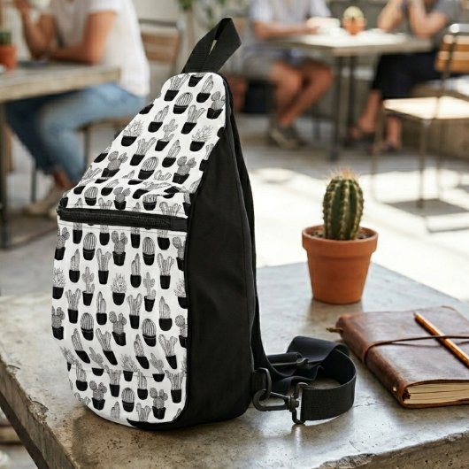 Cacti Line Art Muster Crossbody Bag