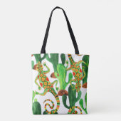 Cacti Lizards Aquarelldruck Tasche (Rückseite)