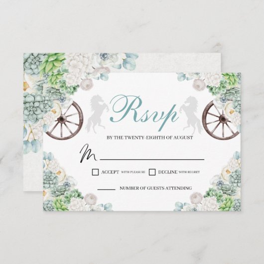 Cacti Mint Green Western Quinceanera RSVP Card (Vorne/Hinten)