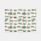 Cacti Muster botanische Illustration weiß Fleecedecke (Vorderseite (Horizontal))