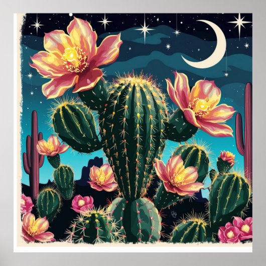 Cacti-Nachtgeschenk Poster (Vorne)