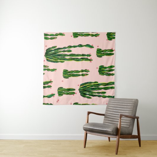 Cacti nahtlos Muster Aquarell. Kakteen in Blogs Wandteppich (Beispiel (Horizontal))