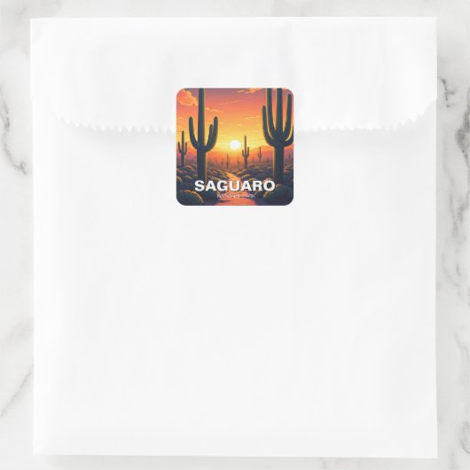 Cacti - Nationalpark Saguaro Quadratischer Aufkleber (Tasche)
