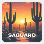 Cacti - Nationalpark Saguaro Quadratischer Aufkleber (Vorderseite)