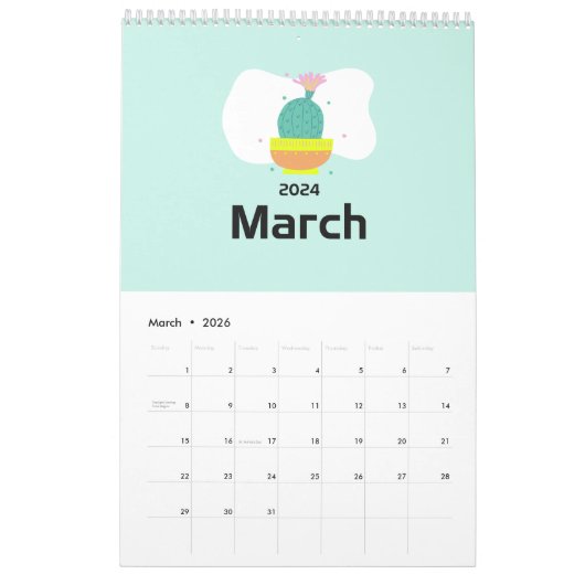 Cacti Paradise Calendar 2024 Kalender (Mär 2026)